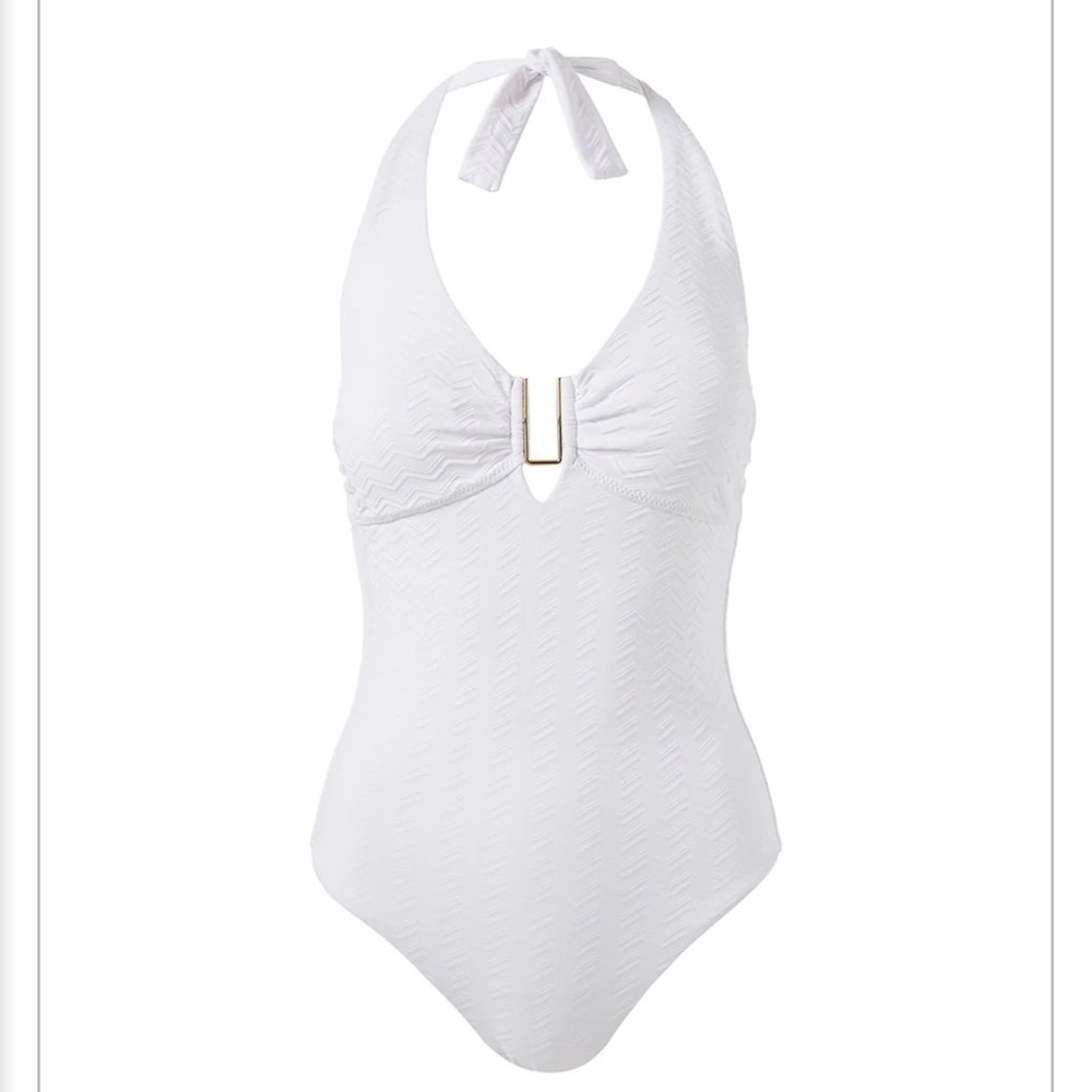 Melissa Odabash Tampa SS zigzag white one piece. Size 42/US6 NWT